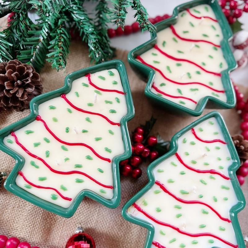 Christmas Tree Snack Cake Candle - Christmas Holiday Decor -Festive -Soy Candle -Christmas Gift -Holiday Scents -Luxury- Gift for Her-Choose Your Scent Holiday Candle