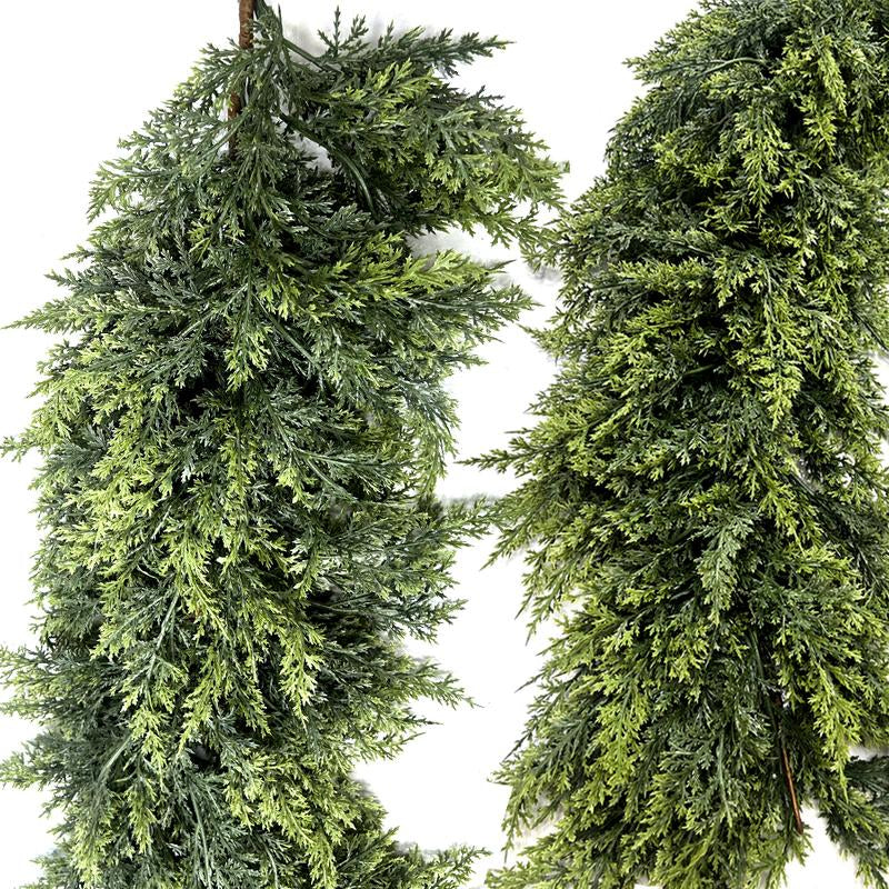 6FT Artificial Cedar Garland Faux Greenery Pine Garland Real Touch Winter Holiday Christmas Decoration for Mantle Fireplace Table Wall Door Indoor Outdoor Home Decor