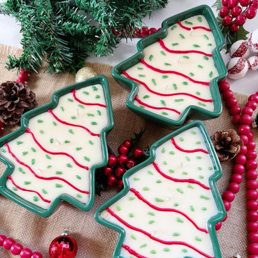 Christmas Tree Snack Cake Candle - Christmas Holiday Decor -Festive -Soy Candle -Christmas Gift -Holiday Scents -Luxury- Gift for Her-Choose Your Scent Holiday Candle
