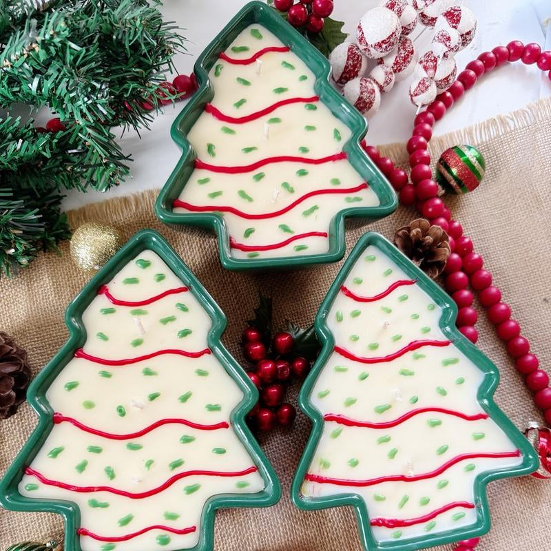 Christmas Tree Snack Cake Candle - Christmas Holiday Decor -Festive -Soy Candle -Christmas Gift -Holiday Scents -Luxury- Gift for Her-Choose Your Scent Holiday Candle