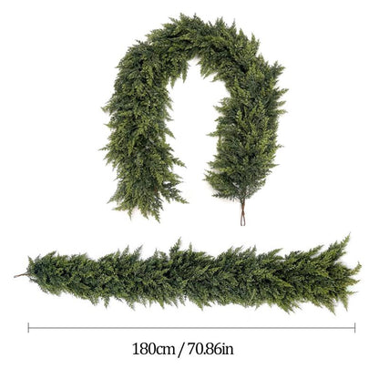 6FT Artificial Cedar Garland Faux Greenery Pine Garland Real Touch Winter Holiday Christmas Decoration for Mantle Fireplace Table Wall Door Indoor Outdoor Home Decor