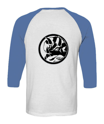 Camiseta Power ranger Azul - Alive geek shop. Unisex Raglan Shirt | Bella + Canvas 3200 -